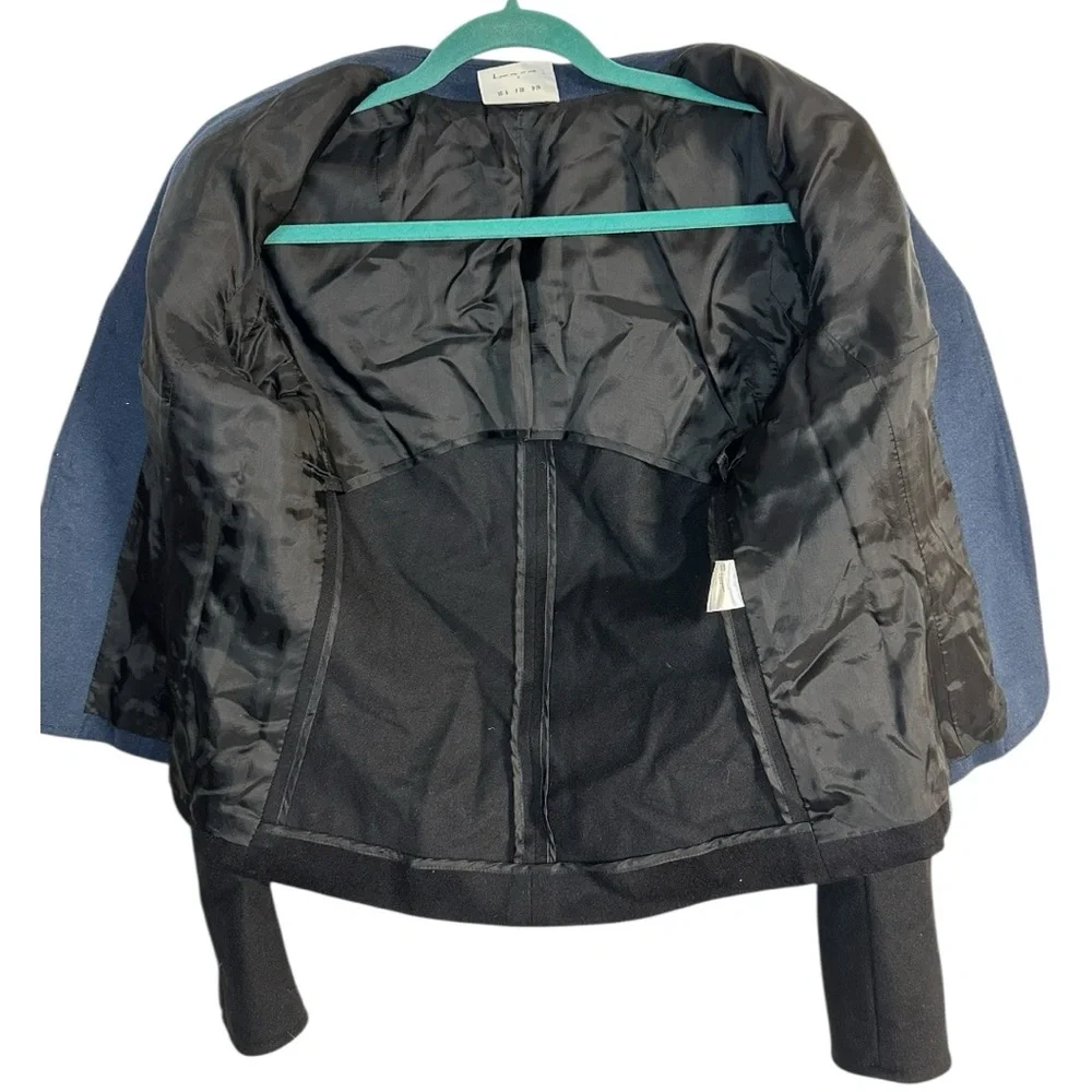 AKRIS‎ Punto Color Block Wool Angora Jacket Blazer Blue Black Size 6 Luxury work